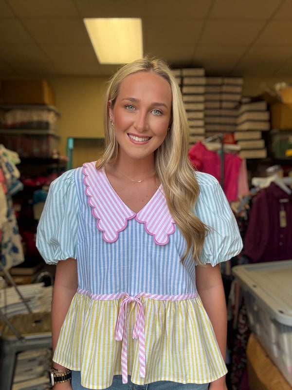 Hop On By Stripe Pastel Top