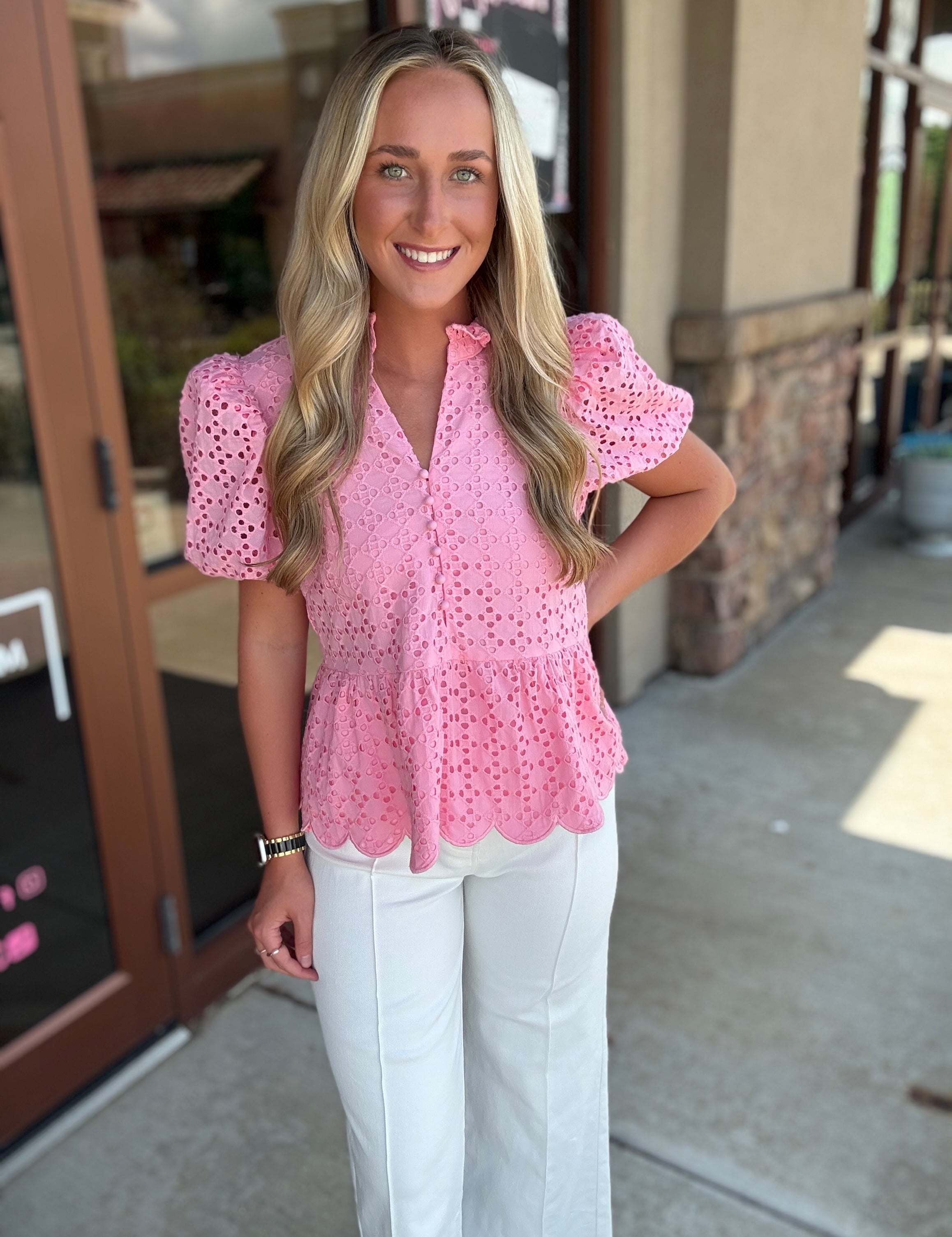 All Eyes on You Eyelet Top