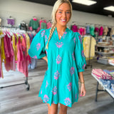 Teal Palm Mini Dress