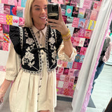 Embroidered Cropped Vest