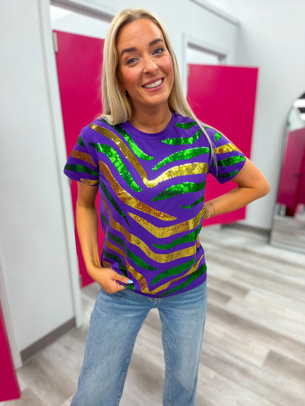 All That Glitters Tiger Stripe Top