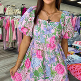 Beauty in a Bow Floral Dress Pink