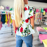 Rose Garden Ruffle Peplum Top