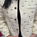 Bow Embroidered Quilted Puff Jacket