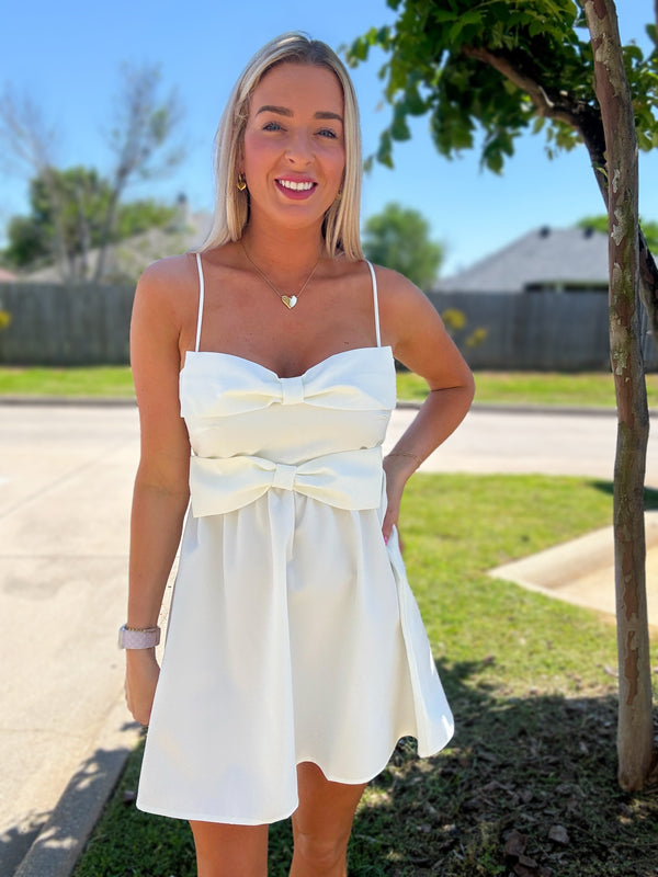Double Bow White Dress
