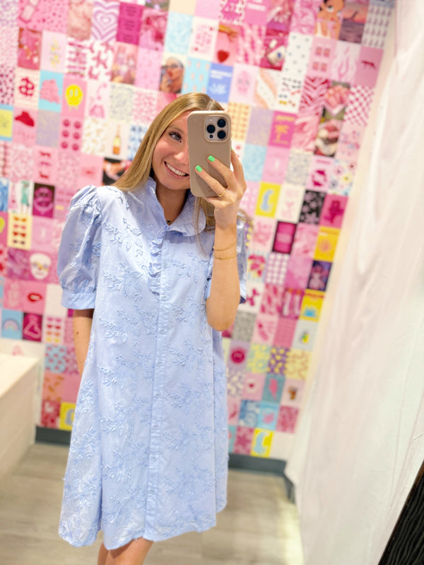 Baby Blue Textured Dress