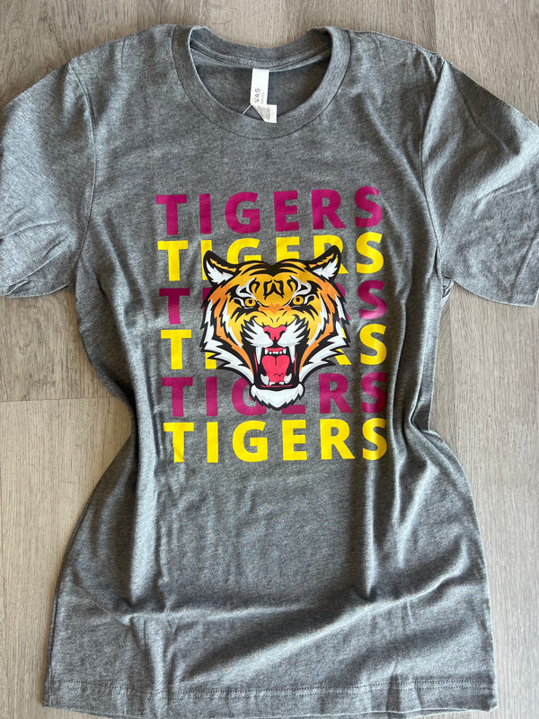 Stacked Tiger Tee Gray