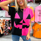 Pink Pumpkin Short Sleeve Sweater