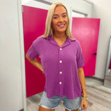 Button Ribbed Top Purple