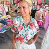 The Flower Market Top Seafoam