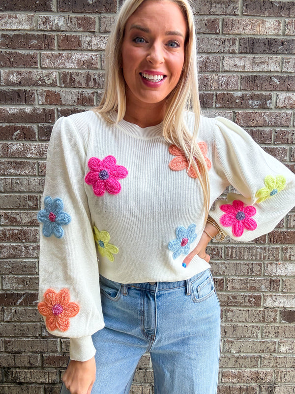 Blooming into New Possibilities Flower Sweater