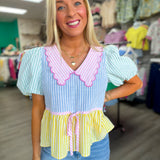 Hop On By Stripe Pastel Top