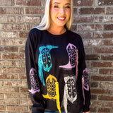 Cowgirl Era | Boot Sequin Fringe Fleece Top