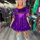Purple and Gold Sequin Gameday Dress | FINAL SALE