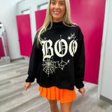 Boo Halloween Reversible Mockneck
