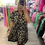 Collared Animal Print Dress