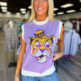 LSU Vintage Tiger-Licensed | Sequin Sleeveless Sweater