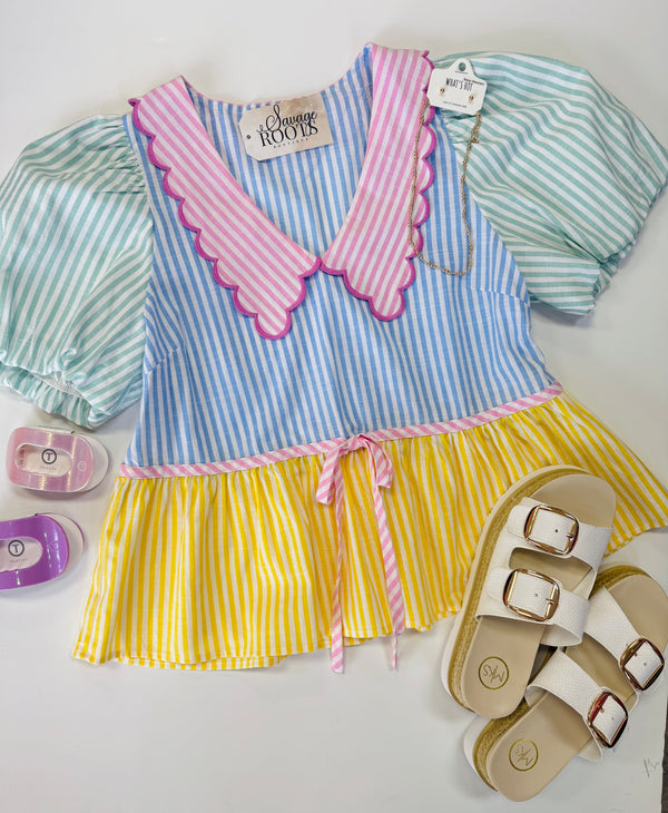 Hop On By Stripe Pastel Top
