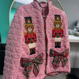 Cozy Up With Me Teddy Bear Christmas Quilted Shacket