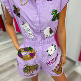 Purple Parade Mardi Gras Sequin Romper