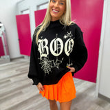 Boo Halloween Reversible Mockneck