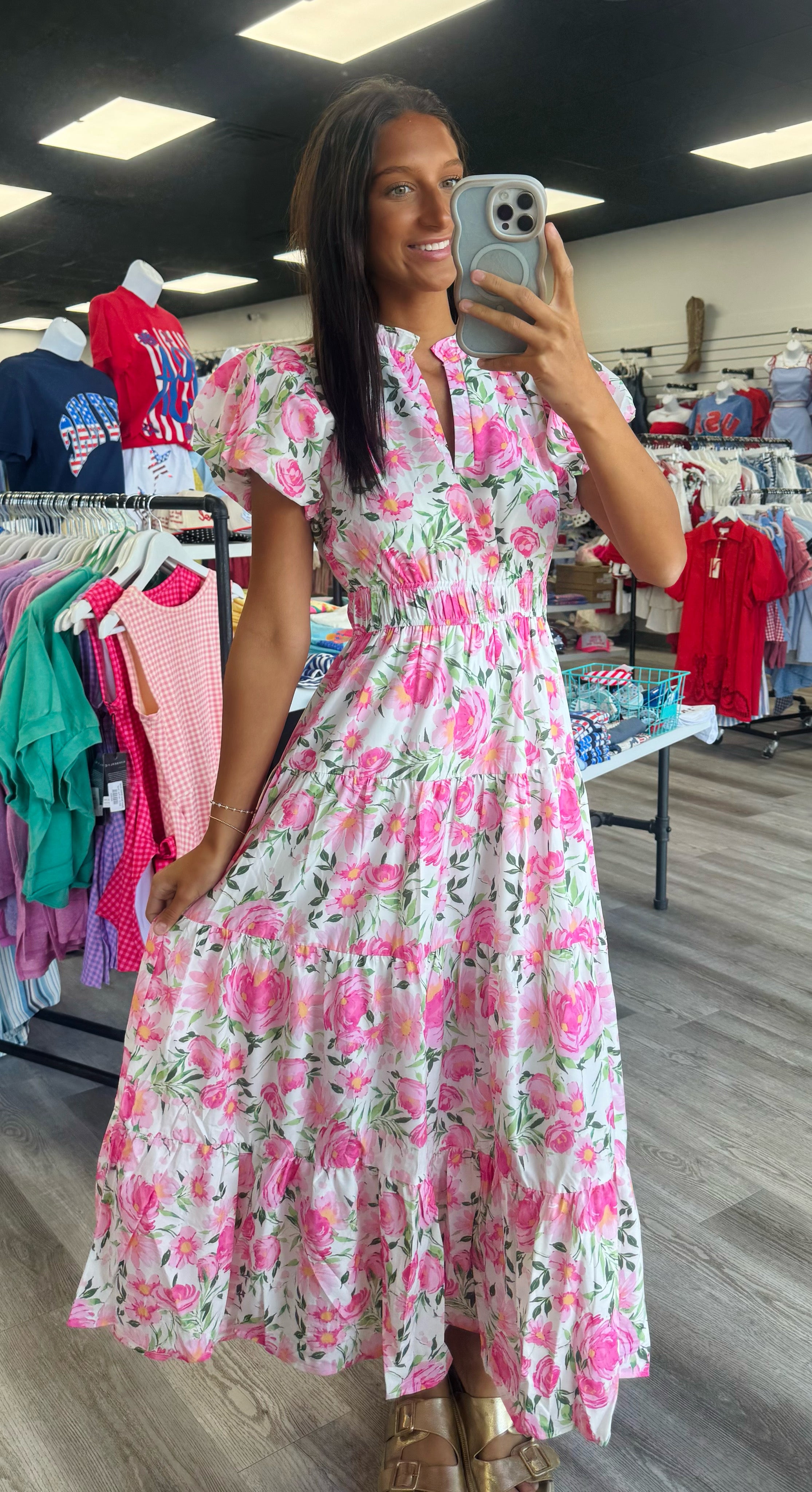 Floral Dreams Dress White and Pink