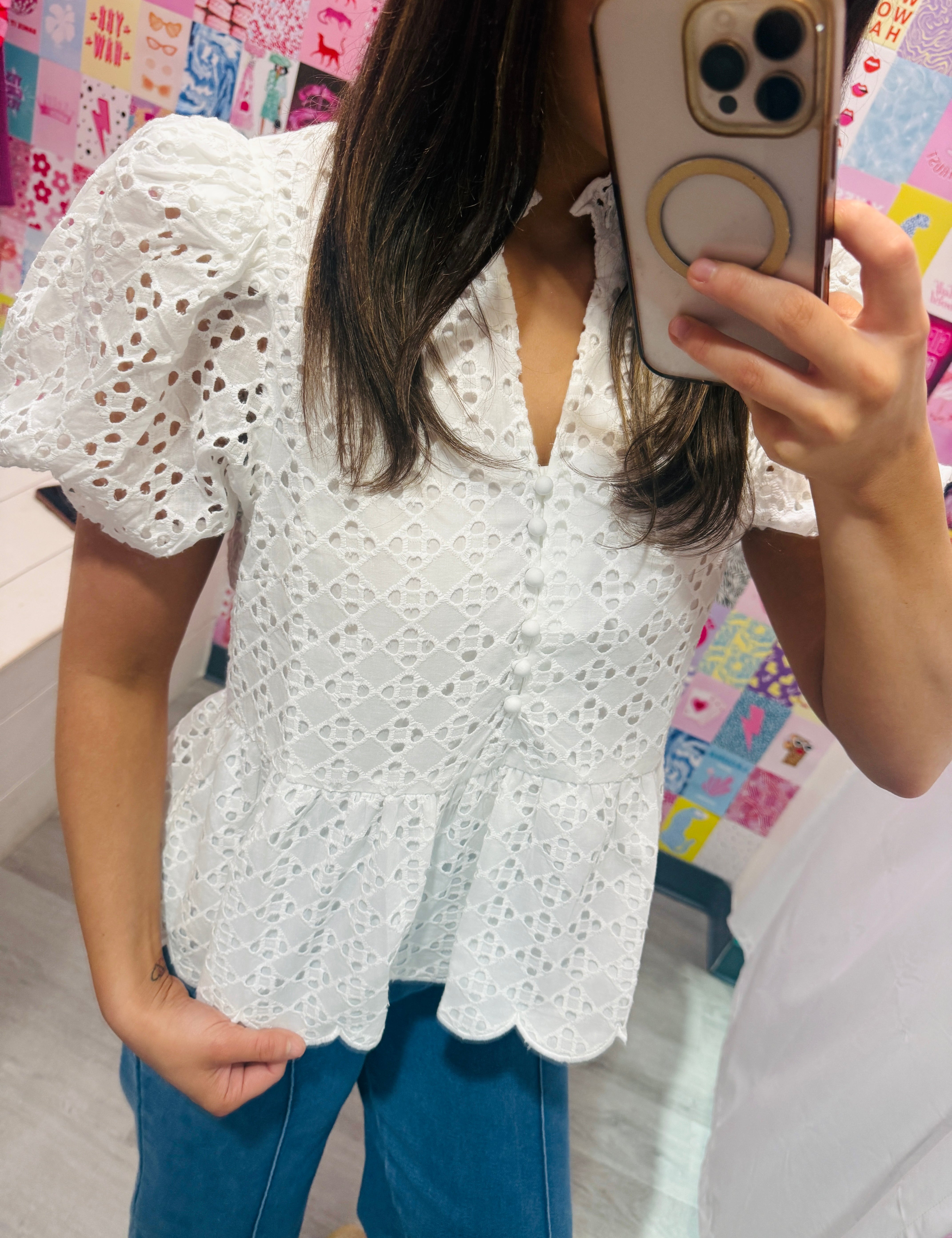All Eyes on You Eyelet Top