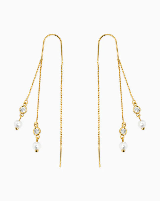 Pearl Crystal Duo Drop Threader Earrings