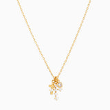 Pearl Cross Triple Charm Pendant Necklace