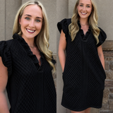 Once In A Lifetime Textured Black Dress