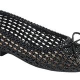 Woven Lattice Ballet Flats with Ribbon Bow Deta