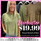 BLACK FRIDAY | Washed Ribbed Cuffed Short Sleeve Round Neck Top