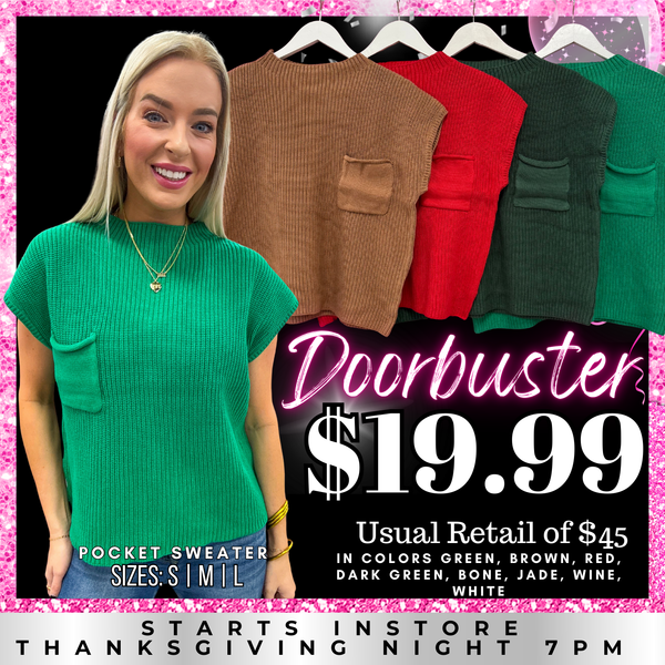 BLACK FRIDAY | Solid Mock Neck Pocket Sweater