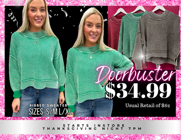 BLACK FRIDAY| Washed Side Slit Oversized Cropped Sweater