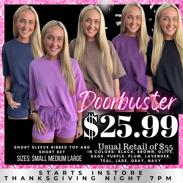 BLACK FRIDAY | Ribbed Short Sleeve Top & Short Set