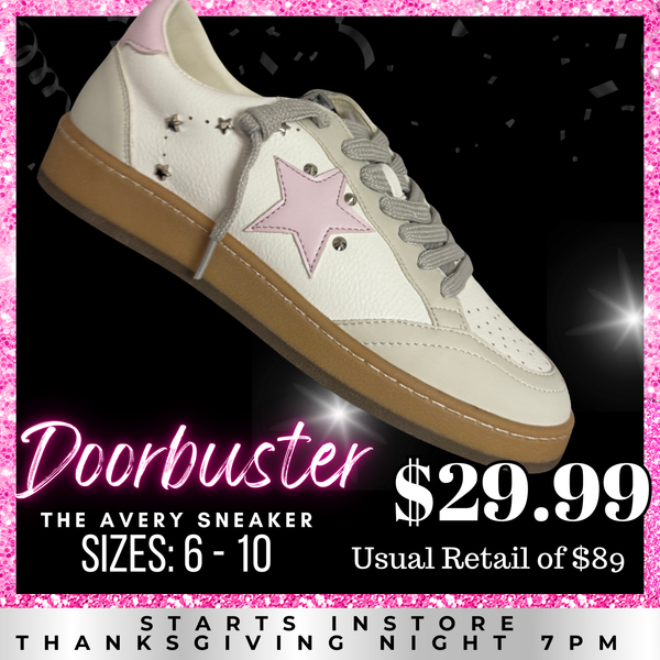 BLACK FRIDAY | The Avery Sneaker | White Pink Star
