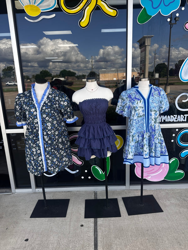 It's My Time Strapless Tired Mini Dress Romper Navy