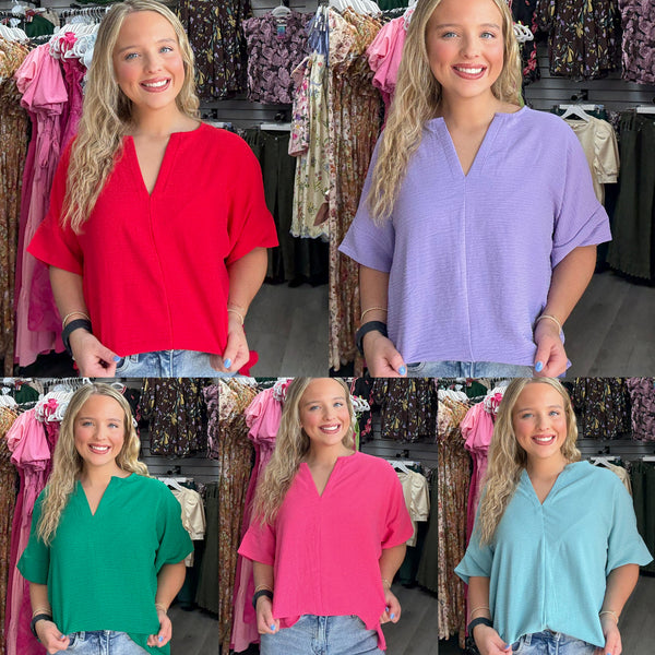 Airflow Split Neck Short Sleeve Top