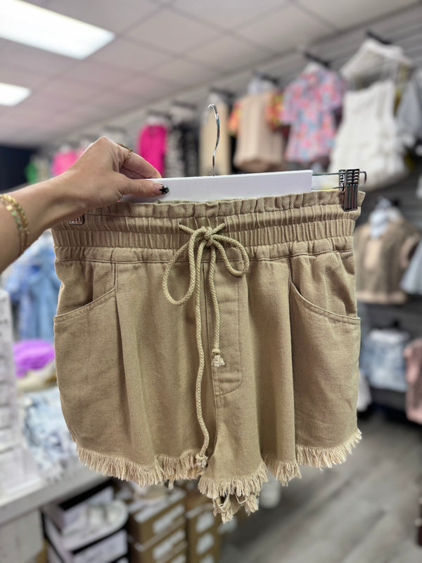 Take My Heart Fray Denim Shorts