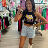 LSU Black Halter Top
