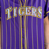 LSU Tigers Pinstripe (Licensed) | Women's Sequin Embroidery Baseball Jersey