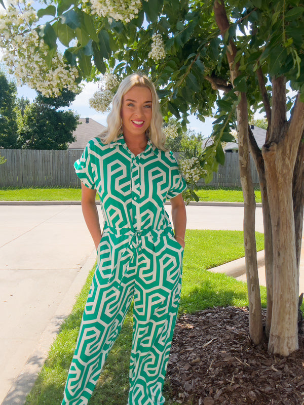 Jump Into It Jumpsuit - Green