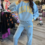 Lulu Mac | Puff Mock Neck Sweatshirt - Light Blue/Butter