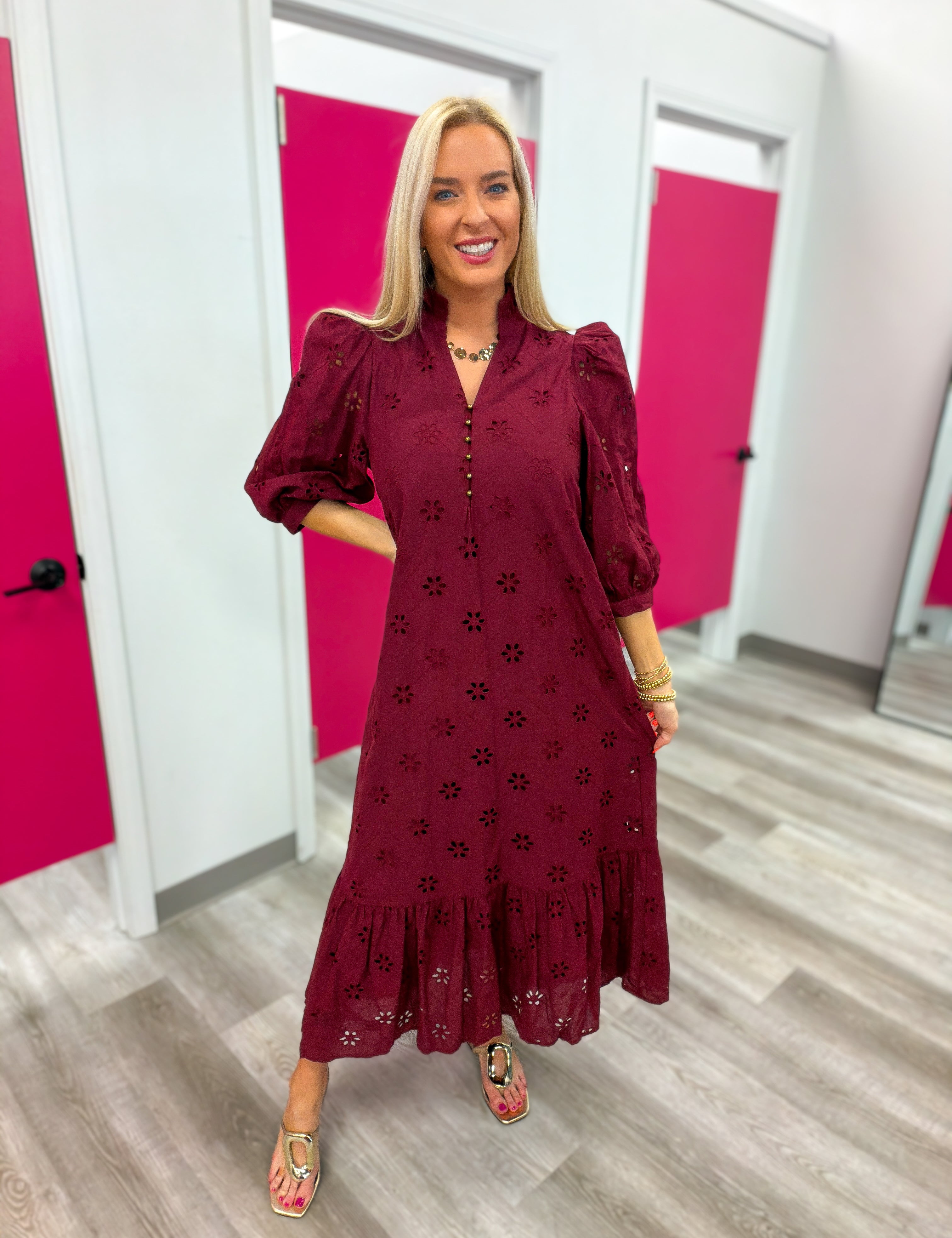 The Everly Eyelet Midi Dress