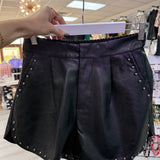 Faux Leather Shorts with Studs | Black