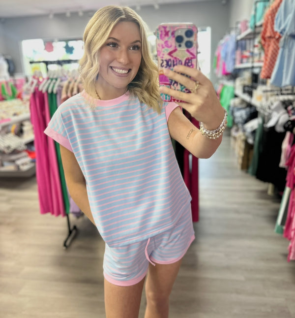 Seen in Stripes Set - Pink and Blue