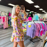 Pastel Pink Yellow Purple  Romper