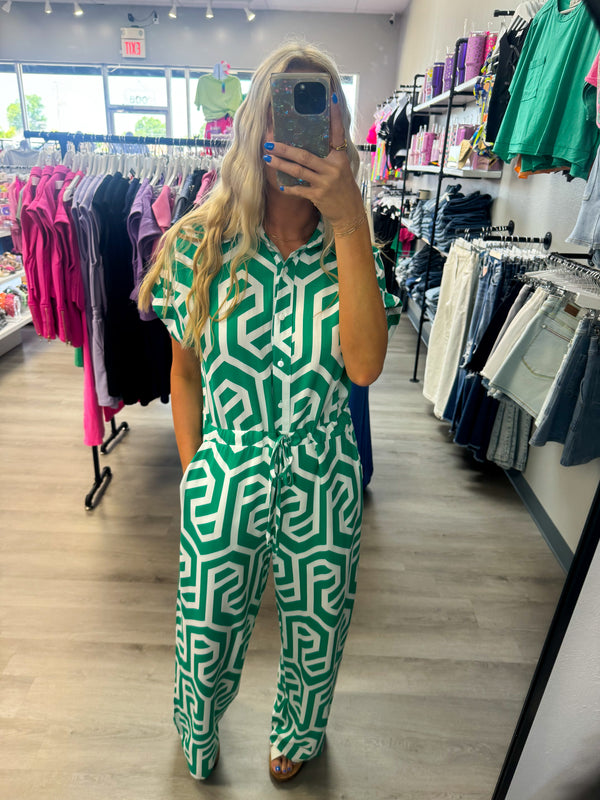 Jump Into It Jumpsuit - Green