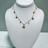 Gold Starfish Multi Charm Necklace