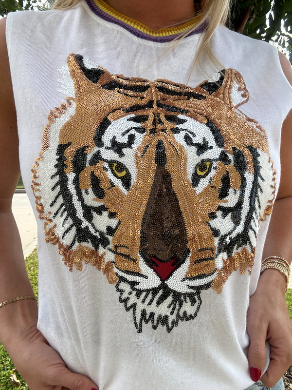 Tiger Sleeveless Knit Sweater